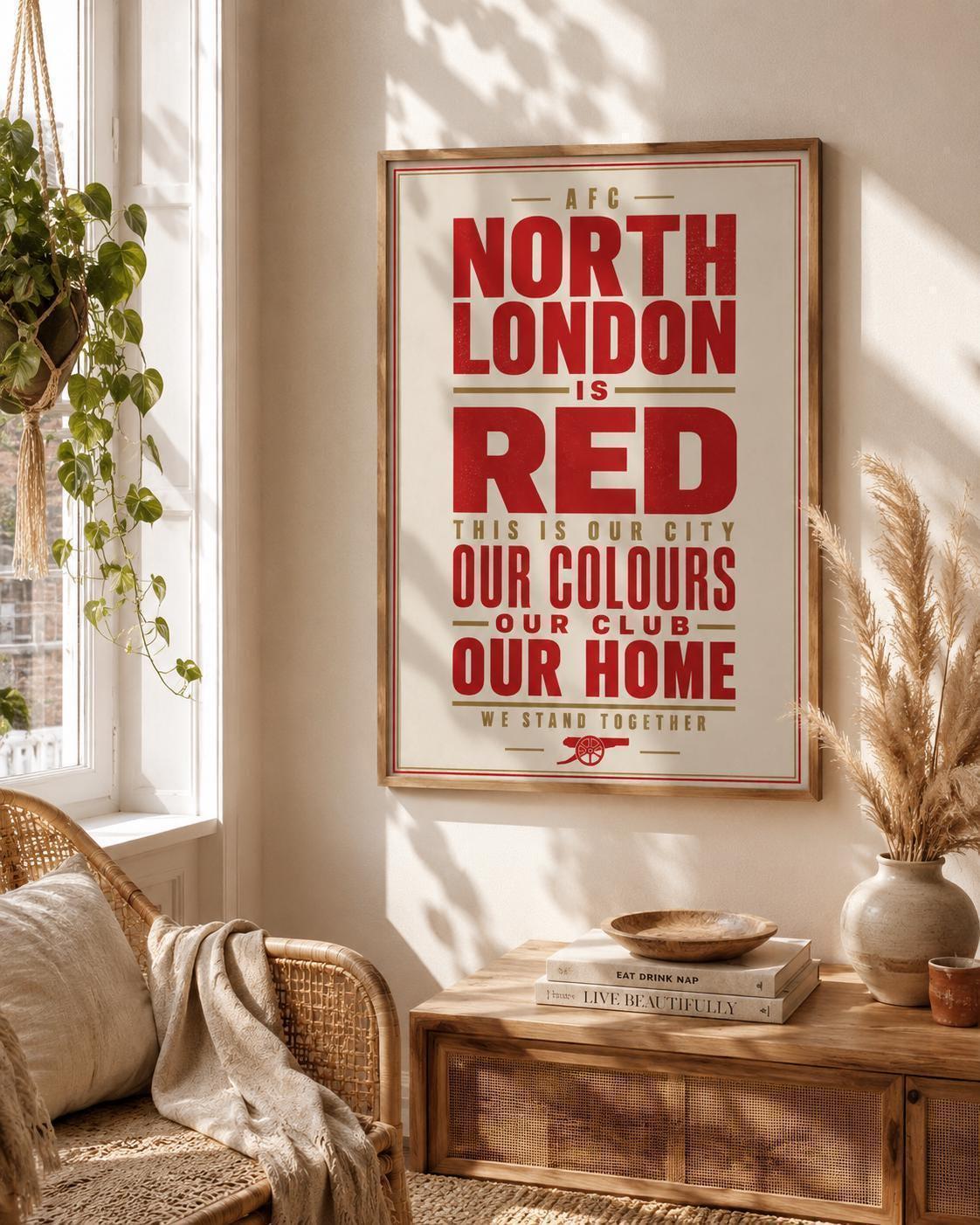 North London is Red Print, Retro Football Wall Art, Our City Arsenal Poster, Vintage Arsenal Decor, Gunners Fan, Arsenal | 154A