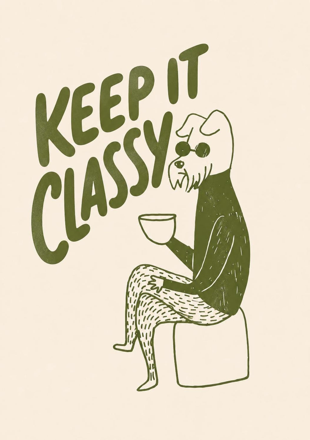 Keep It Classy Wall Art Print, Funny Dog Poster, Sarcastic Bathroom Decor, Minimalist Humour Print, Quirky Office Art, Dog Lover Gift | 035