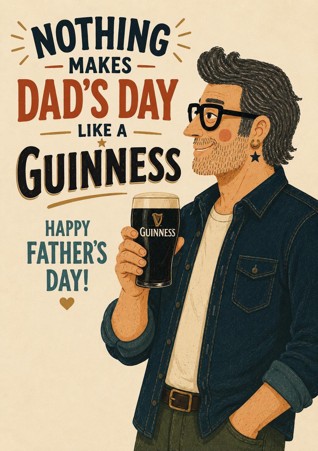 Nothing Makes Dad's Day Like A Guinness Card, Funny Father's Day Card, Guinness Dad Gift, Beer Lover Dad Card, Happy Father's Day | 185
