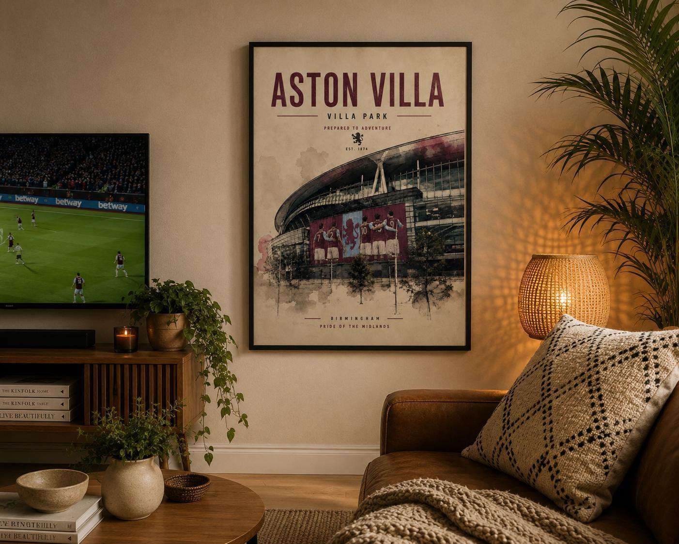 Artwork Inspired by Aston Villa FC | Football Stadium Wall Art | Vintage Sports Poster | A3/A4/A5 Decor Print | 022