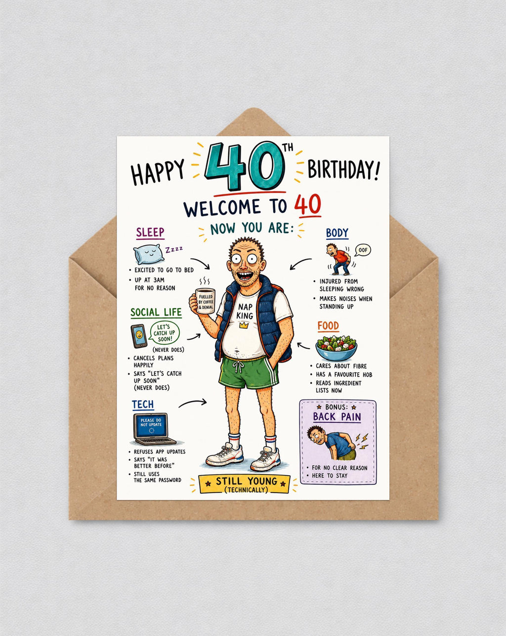 Funny 40th Birthday Card for Him, Sarcastic Turning 40 Card | Funny Dad Birthday Card | 125