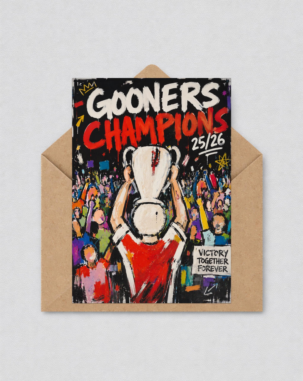 Gooners | Prem Champions 25/26 Abstract Style Card | Arsenal Fan Gift | Birthday Card Option | 136