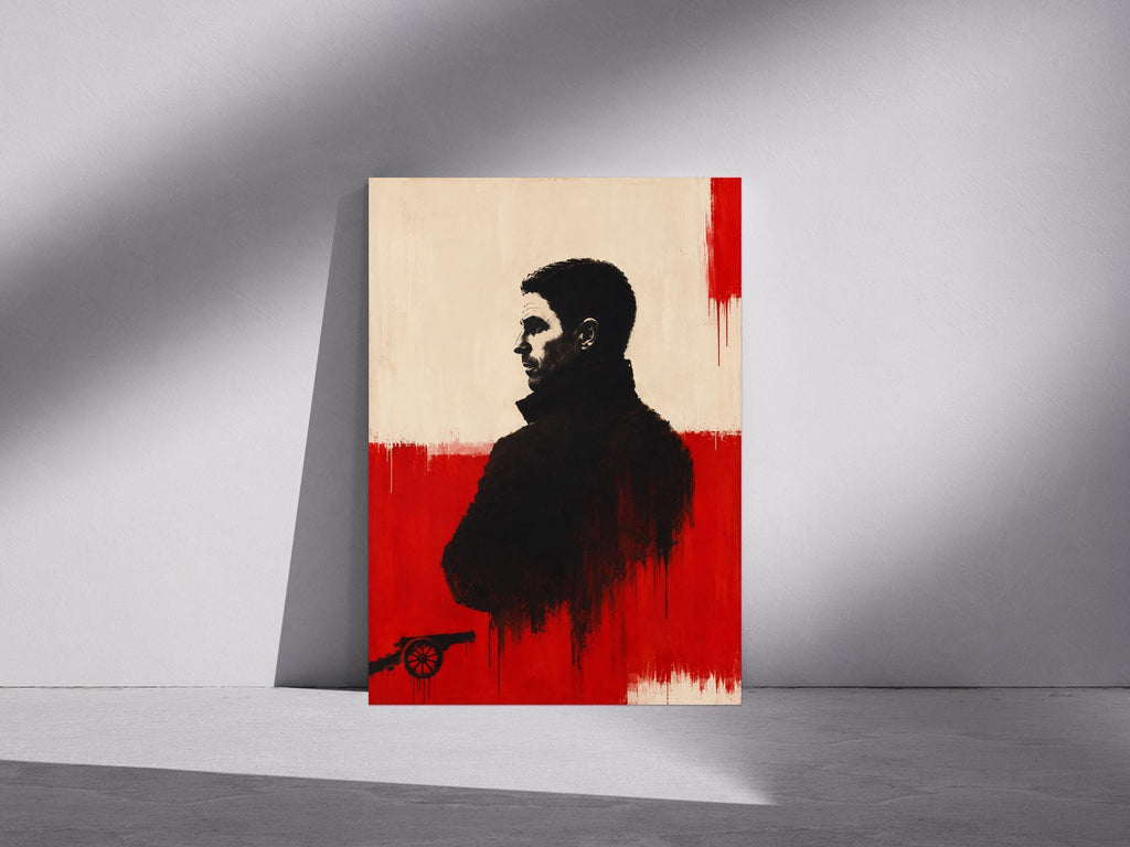 Mikel Arteta Inspired Wall Print, Arsenal Fan Gift, Football Art Print, Minimalist Red Black Poster, Wall Decor | 141A