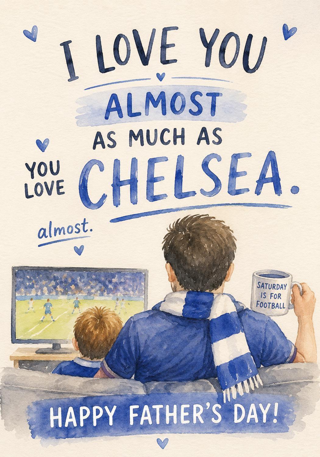 Chelsea Father's Day Card for Dad, Funny Chelsea Fan Card, Chelsea Supporter Gift, Father's Day Card | 178