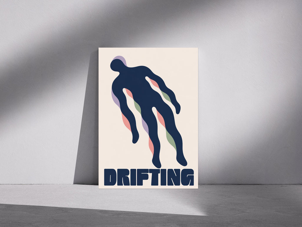 Drifting Abstract Figure Print, Minimalist Wall Art, Modern Scandinavian Poster, Contemporary Living Room Decor, A3/A4/A5 Print | 020