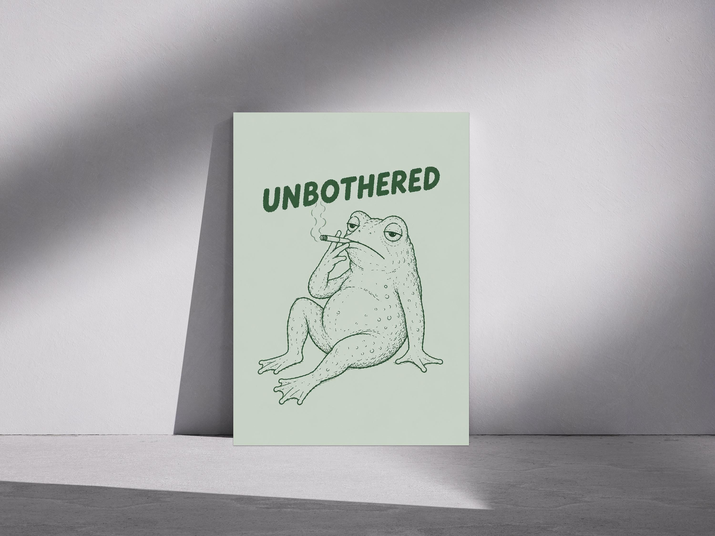 Funny Frog Print, Unbothered Poster, Sage Wall Art, Retro Toad Illustration, Humorous Decor | 171A