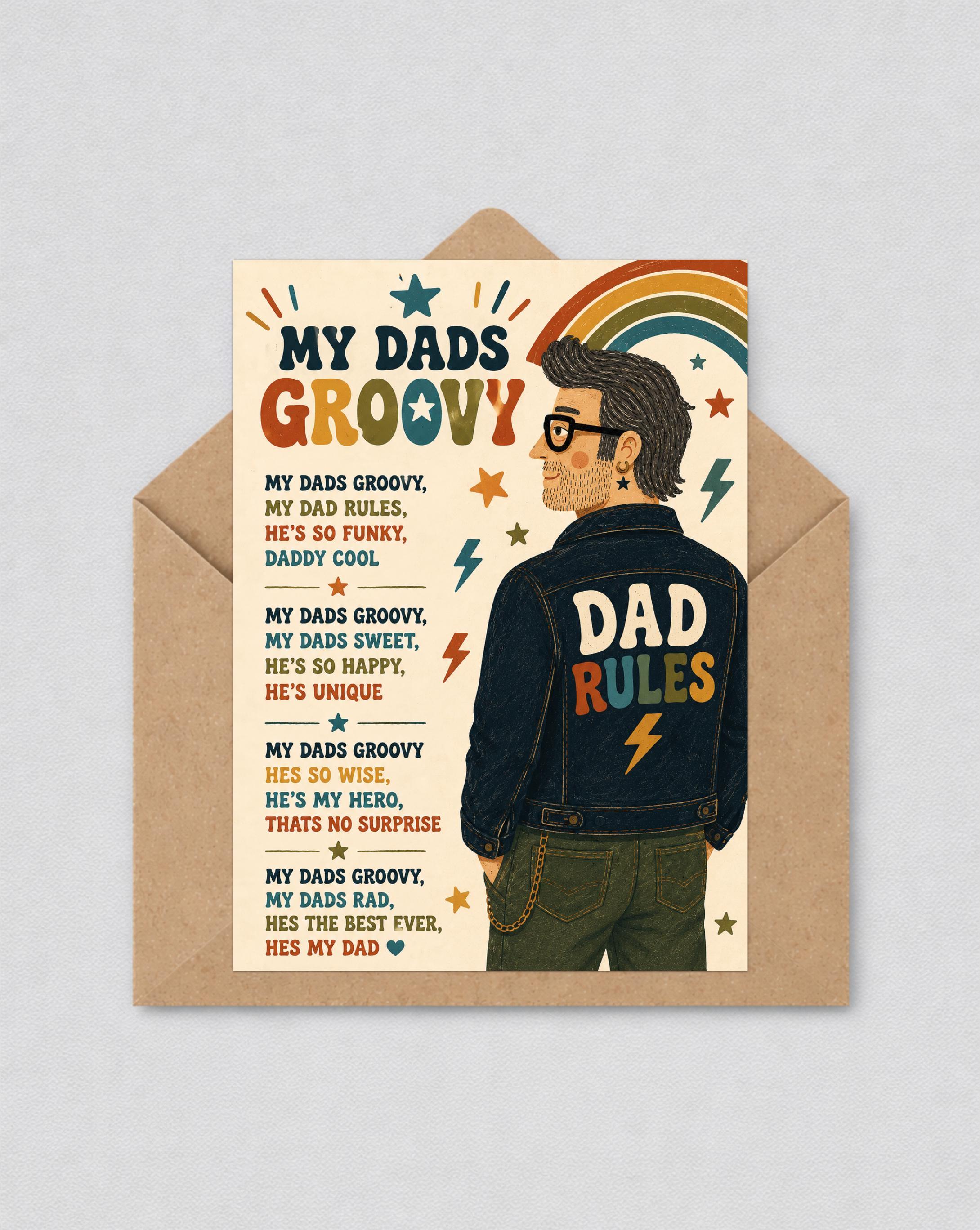 My Dad's Groovy Father's Day Card, Funny Dad Card, Daddy Cool Card, Retro Father's Day Card, Cool Dad Greeting Card, Funky Dad Gift | 184