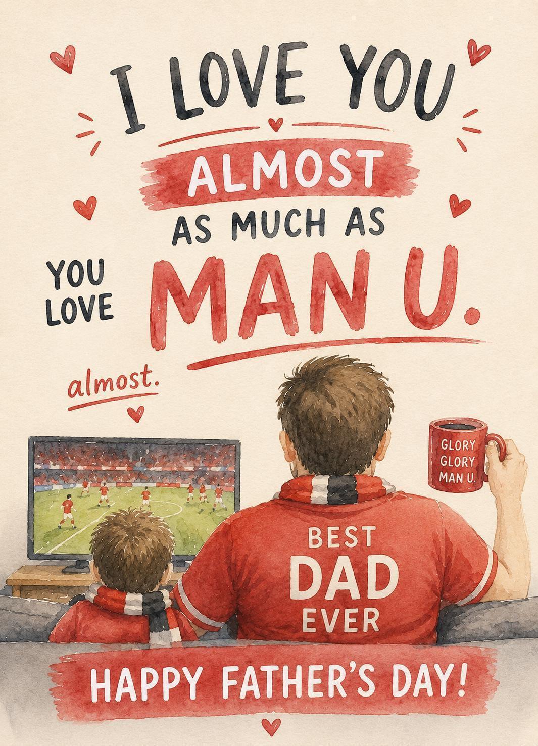 Manchester United Father's Day Card for Dad, Football Dad Card, Father's Day Greeting Card | 179