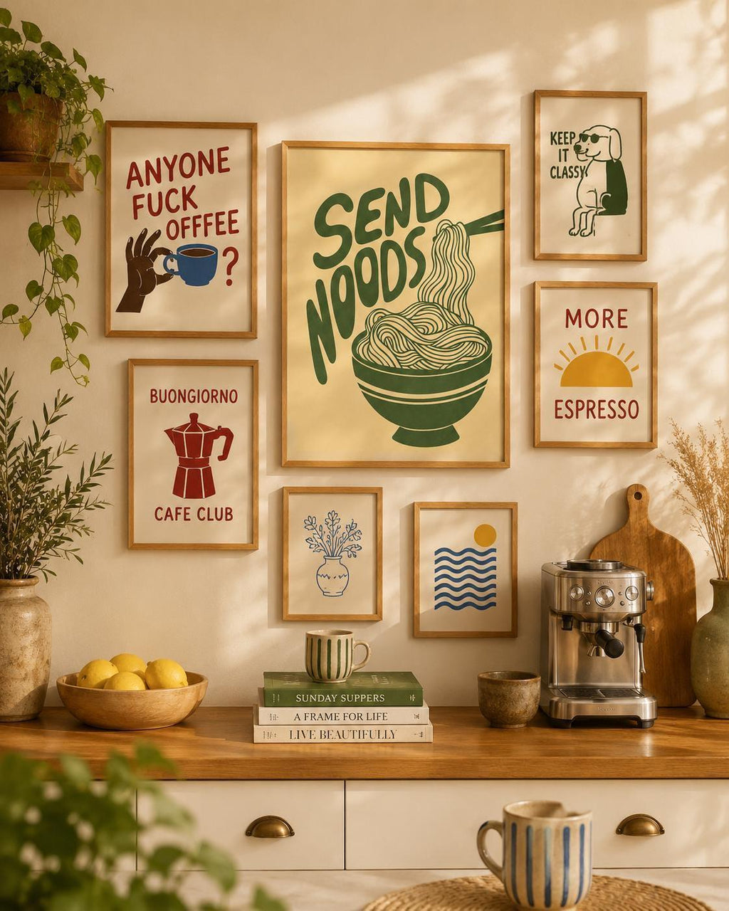 Funny Noodle Wall Art Print, Send Noods Poster, Ramen Kitchen Decor, Food Lover Gift, Humorous Dining Room Print, Noodle Lover Artwork | 034
