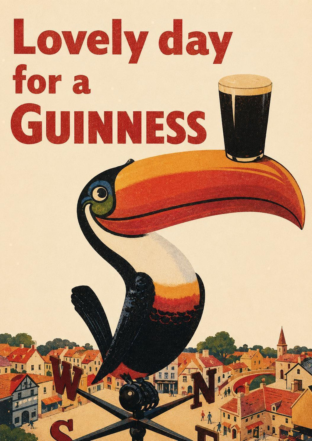 Guinness Toucan Greeting Card, Vintage Guinness Wall Art, Retro Beer Advert, Mid Century Style, Greeting Card | 156
