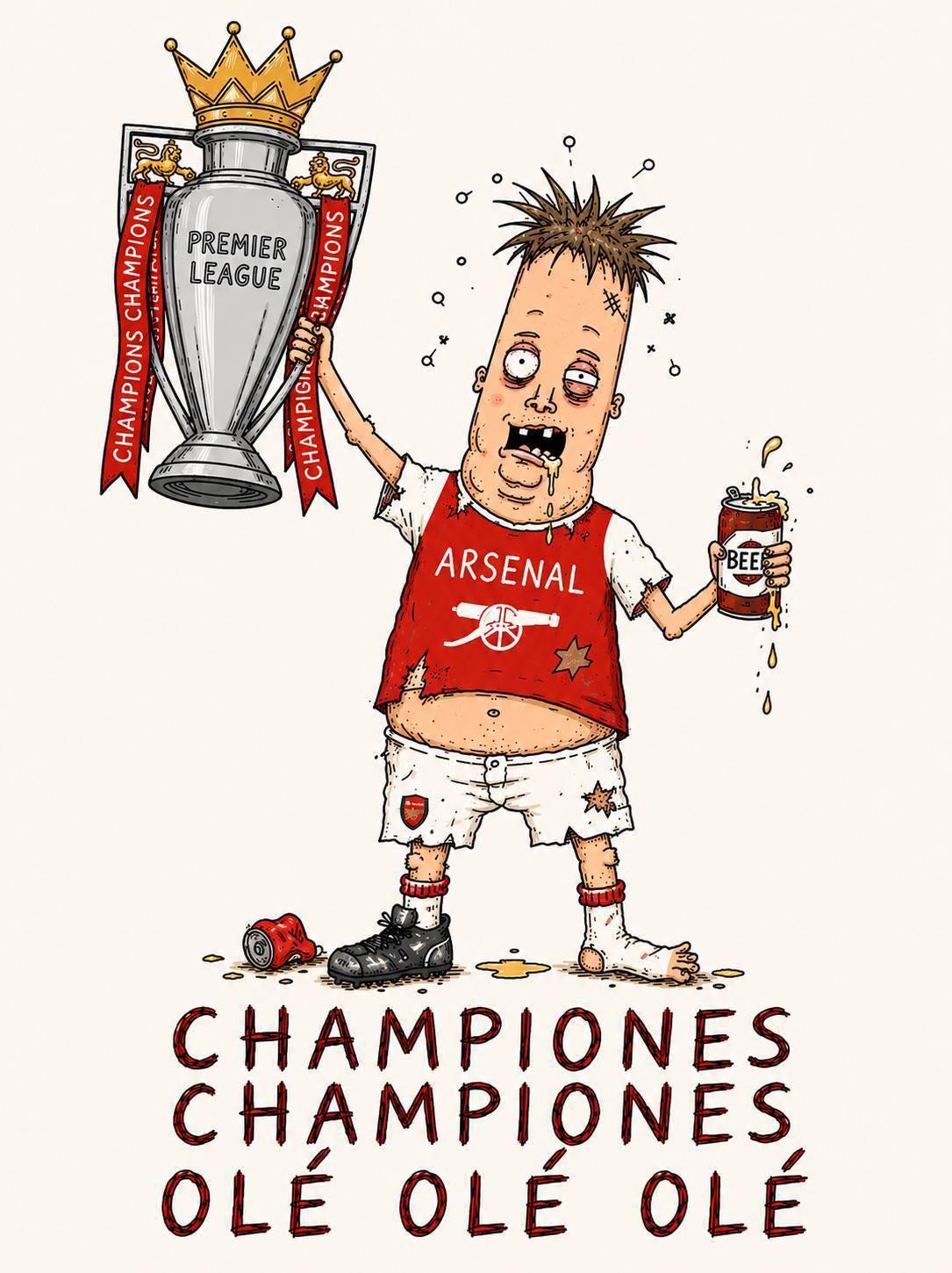 Funny Hand Drawn Arsenal Inspired Birthday | Champions 25/26 Premier League Card – Arsenal Gunners Fan Gift | 148