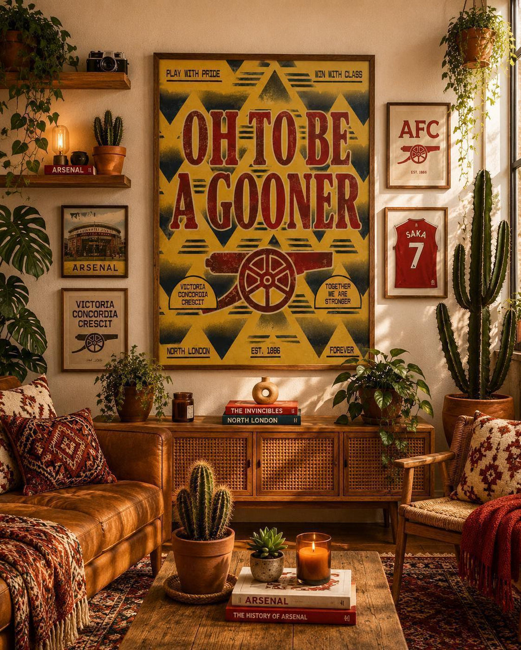 Oh To Be A Gooner Print, Arsenal Inspired Wall Art Poster, Retro Arsenal Decor, North London Artwork, Gunners Gift, Arsenal | 146A