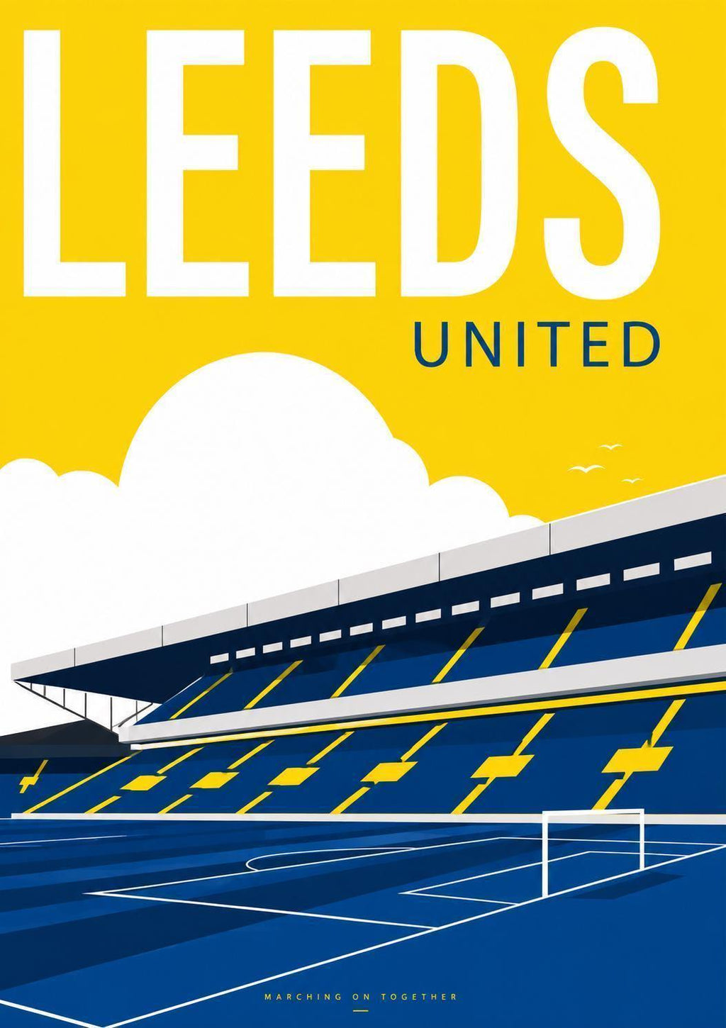 Leeds United Wall Art Print, Elland Road Stadium Poster, Leeds FC Artwork, Marching On Together Decor, Leeds Fan Gift, Football Print | 024