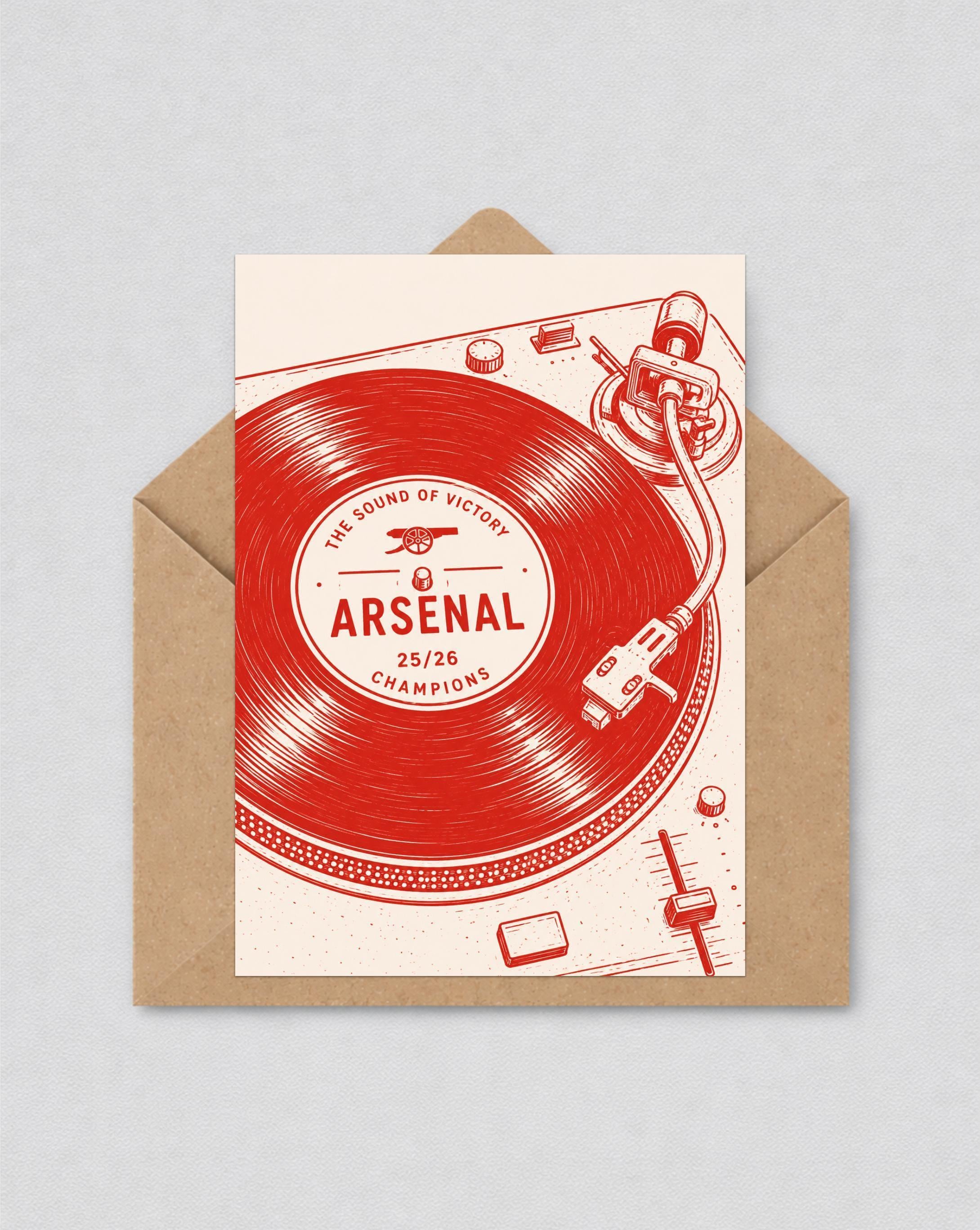Arsenal Record Football Fan Card, The Sound of Victory Greeting Card, Arsenal Champions Gift, Vinyl Arsenal Card, Supporter Card | 190