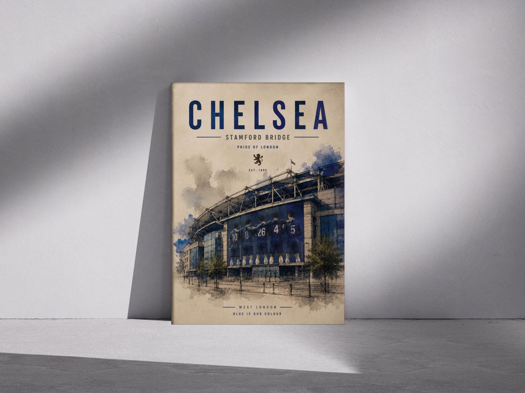 Chelsea Print, Stamford Bridge Wall Art, Chelsea FC Poster, Chelsea Fan Gift, Football Stadium Print, Chelsea Decor, A3/A4/A5 Wall Art | 023