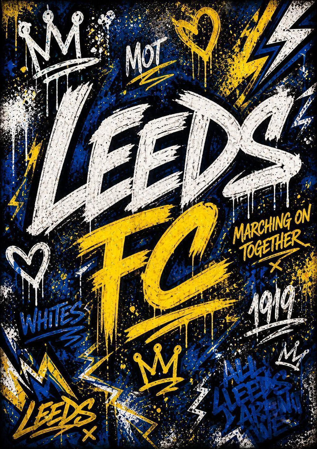 Leeds United FC Inspired Graffiti Style Poster | Football Fan | A3/A4/A5 Poster Option | 118A