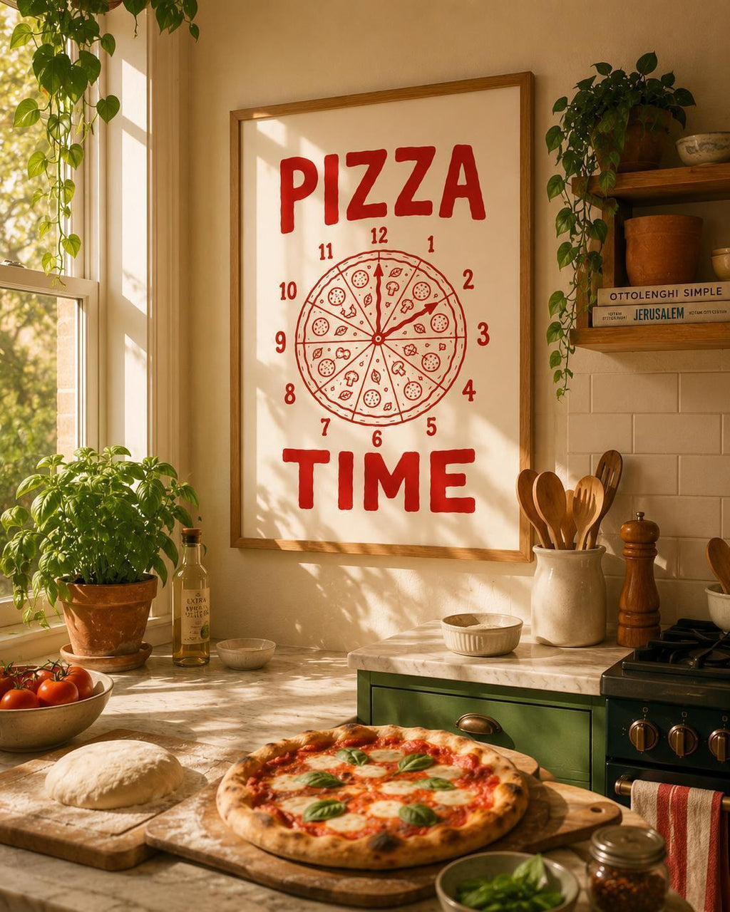 Pizza Time Wall Art Print, Funny Pizza Lover Poster, Kitchen Decor, Foodie Wall Art, Cafe Print, Pizzeria Decor, Restaurant Art | 054