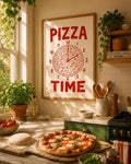 Pizza Time Wall Art Print, Funny Pizza Lover Poster, Kitchen Decor, Foodie Wall Art, Cafe Print, Pizzeria Decor, Restaurant Art | 054