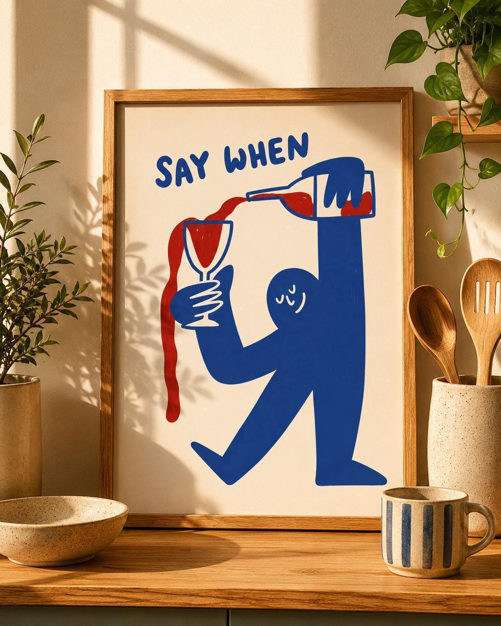Say When Wall Art Print, Funny Wine Poster, Wine Lover Gift, Kitchen Bar Decor, Humorous Drinking Art, Minimalist Wine Print | 038