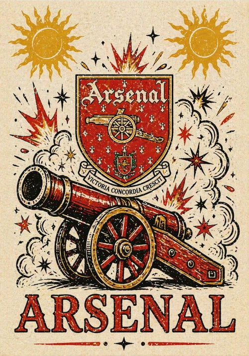 Arsenal Inspired Vintage Tattoo Style Greetings Card | Arsenal Fan Gift | Birthday Card | 078