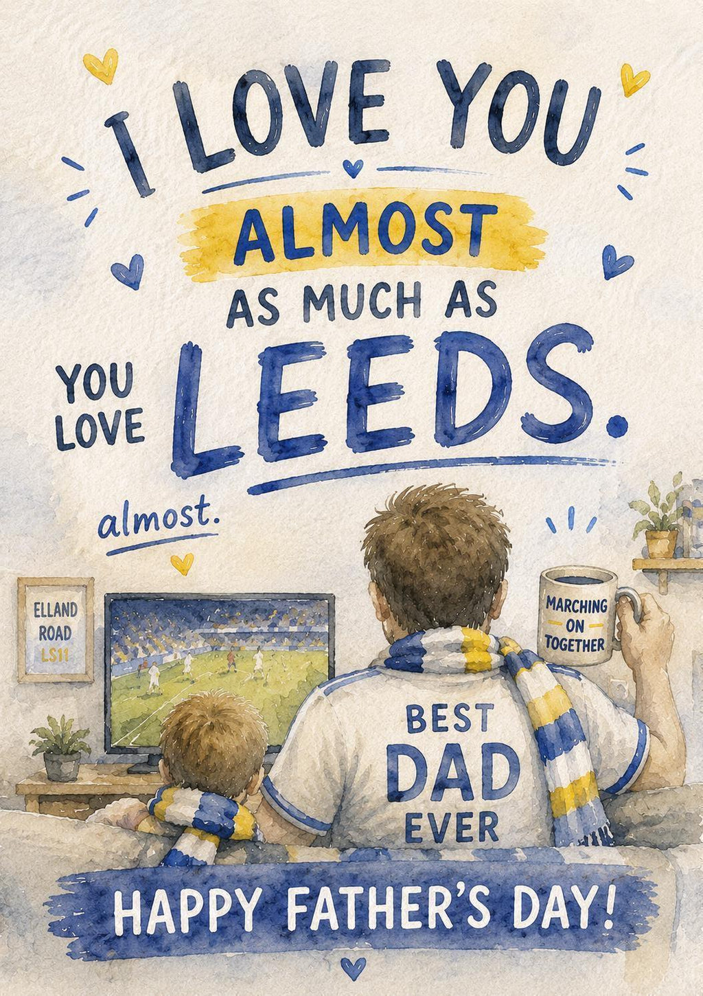 Leeds United Father's Day Card for Dad, Funny Leeds Fan Card, Dad, Leeds United Supporter Card | 180