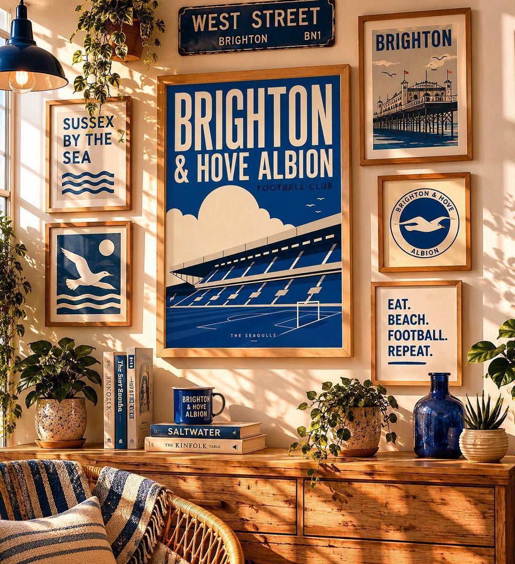 Brighton & Hove Albion Wall Art Print, Amex Stadium Poster, Brighton FC Artwork, Seagulls Fan Gift, Football Stadium, Modern Print | 026