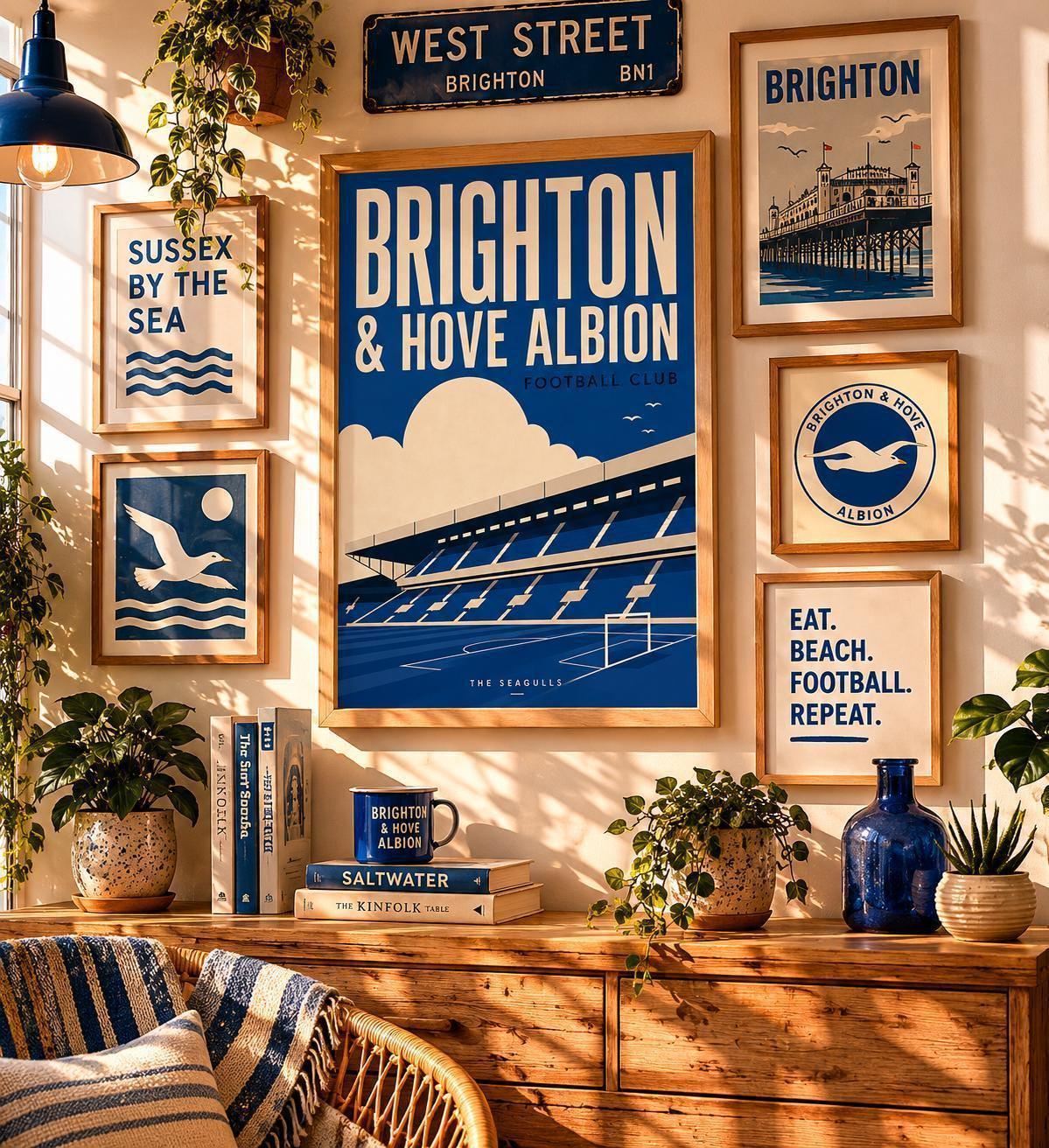 Brighton & Hove Albion Wall Art Print, Amex Stadium Poster, Brighton FC Artwork, Seagulls Fan Gift, Football Stadium, Modern Print | 026