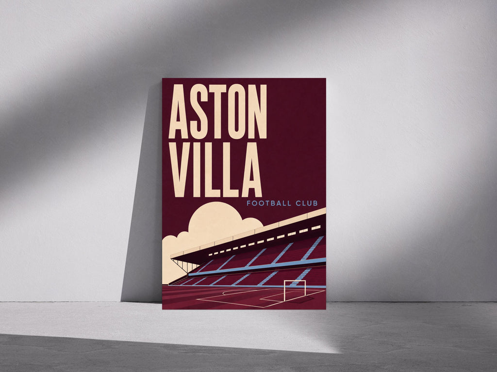 Aston Villa Wall Art Print, Villa Park Stadium Poster, Aston Villa FC Artwork, AVFC Fan Gift, Claret and Blue Decor, Football Print | 028