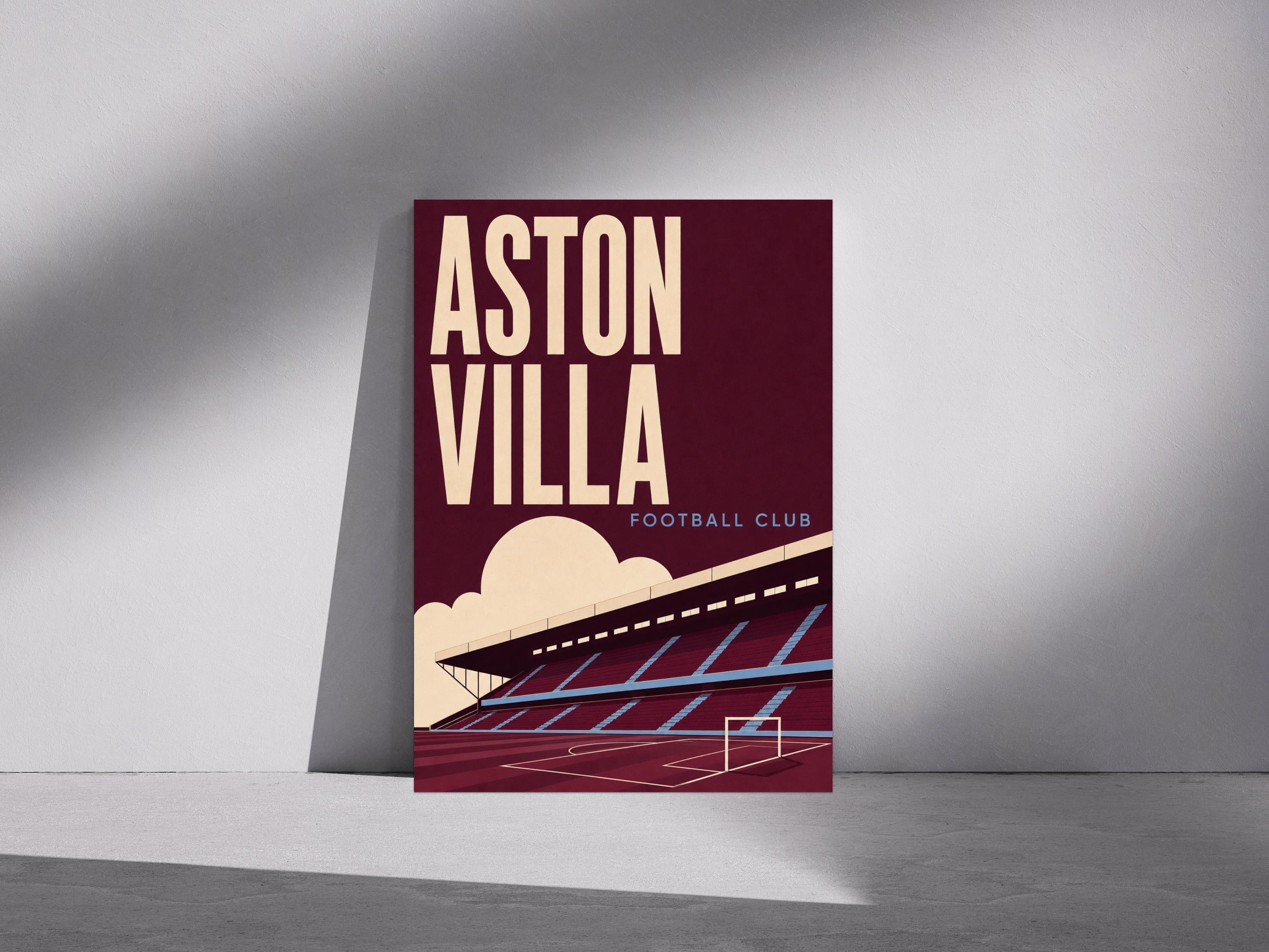 Aston Villa Wall Art Print, Villa Park Stadium Poster, Aston Villa FC Artwork, AVFC Fan Gift, Claret and Blue Decor, Football Print | 028