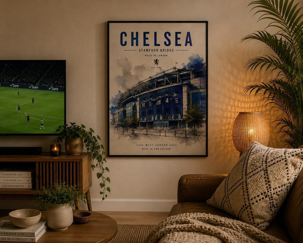 Chelsea Print, Stamford Bridge Wall Art, Chelsea FC Poster, Chelsea Fan Gift, Football Stadium Print, Chelsea Decor, A3/A4/A5 Wall Art | 023