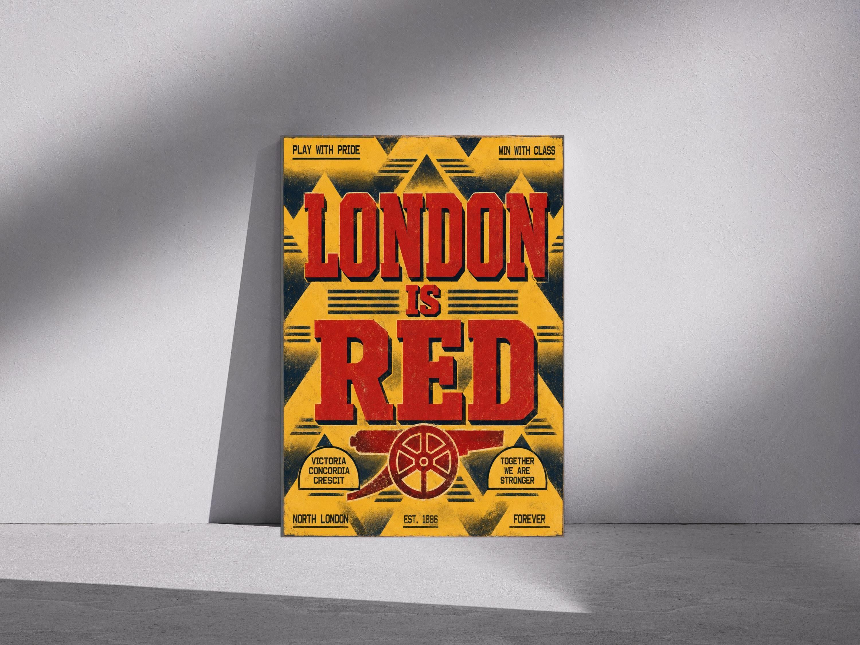 London is Red | Arsenal Inspired Wall Art Poster Print, Retro Arsenal Decor, Bruised Banana Artwork | A3/A4 | 149A