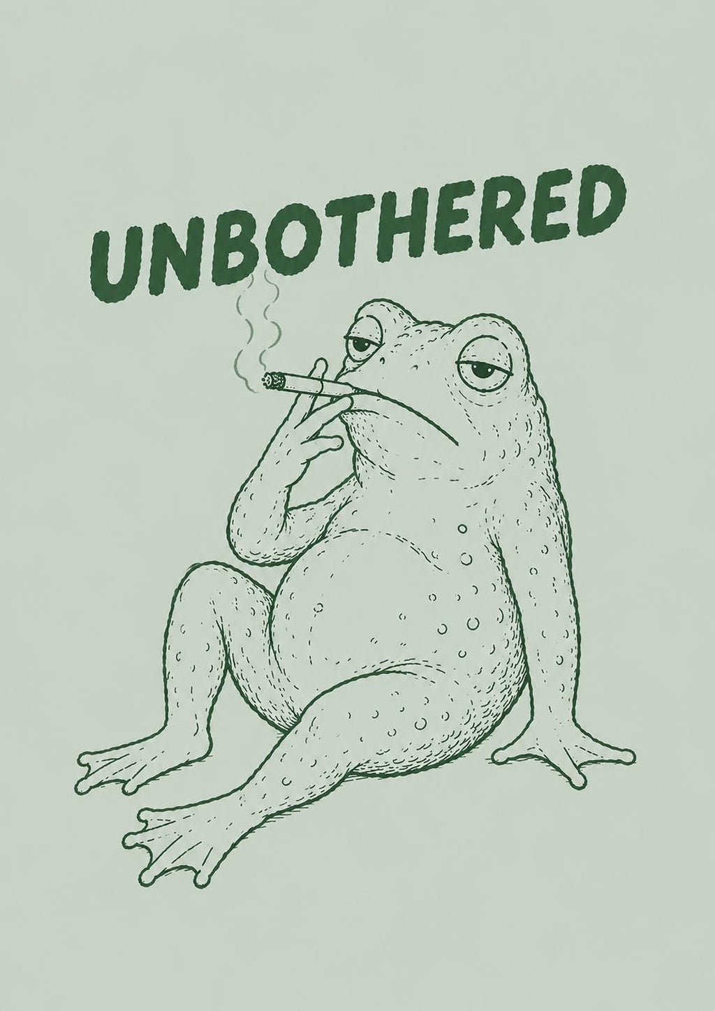 Funny Frog Print, Unbothered Poster, Sage Wall Art, Retro Toad Illustration, Humorous Decor | 171A