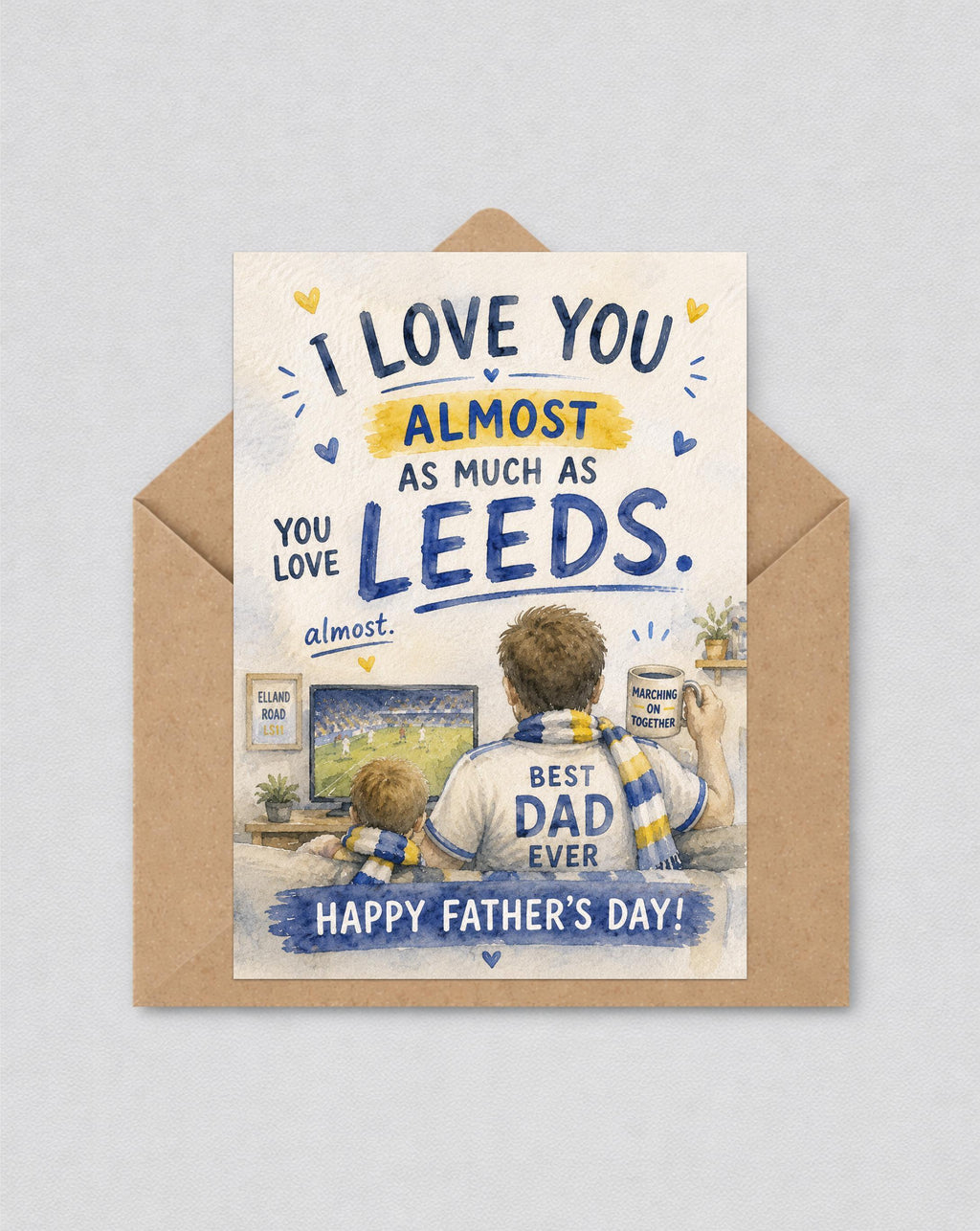 Leeds United Father's Day Card for Dad, Funny Leeds Fan Card, Dad, Leeds United Supporter Card | 180