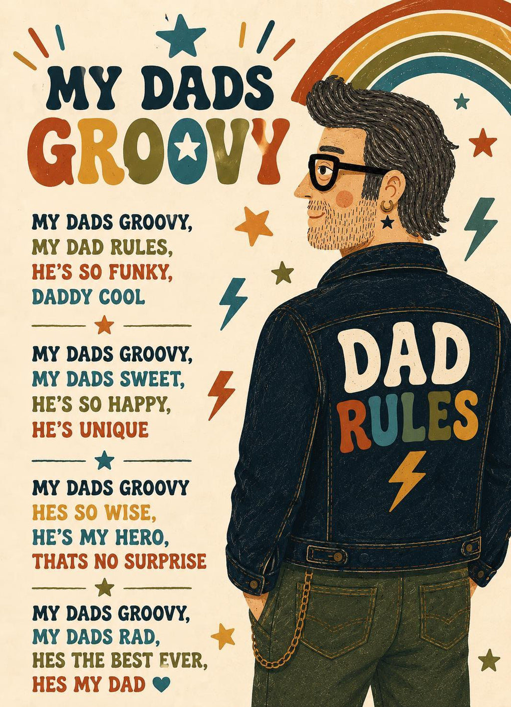 My Dad's Groovy Father's Day Card, Funny Dad Card, Daddy Cool Card, Retro Father's Day Card, Cool Dad Greeting Card, Funky Dad Gift | 184