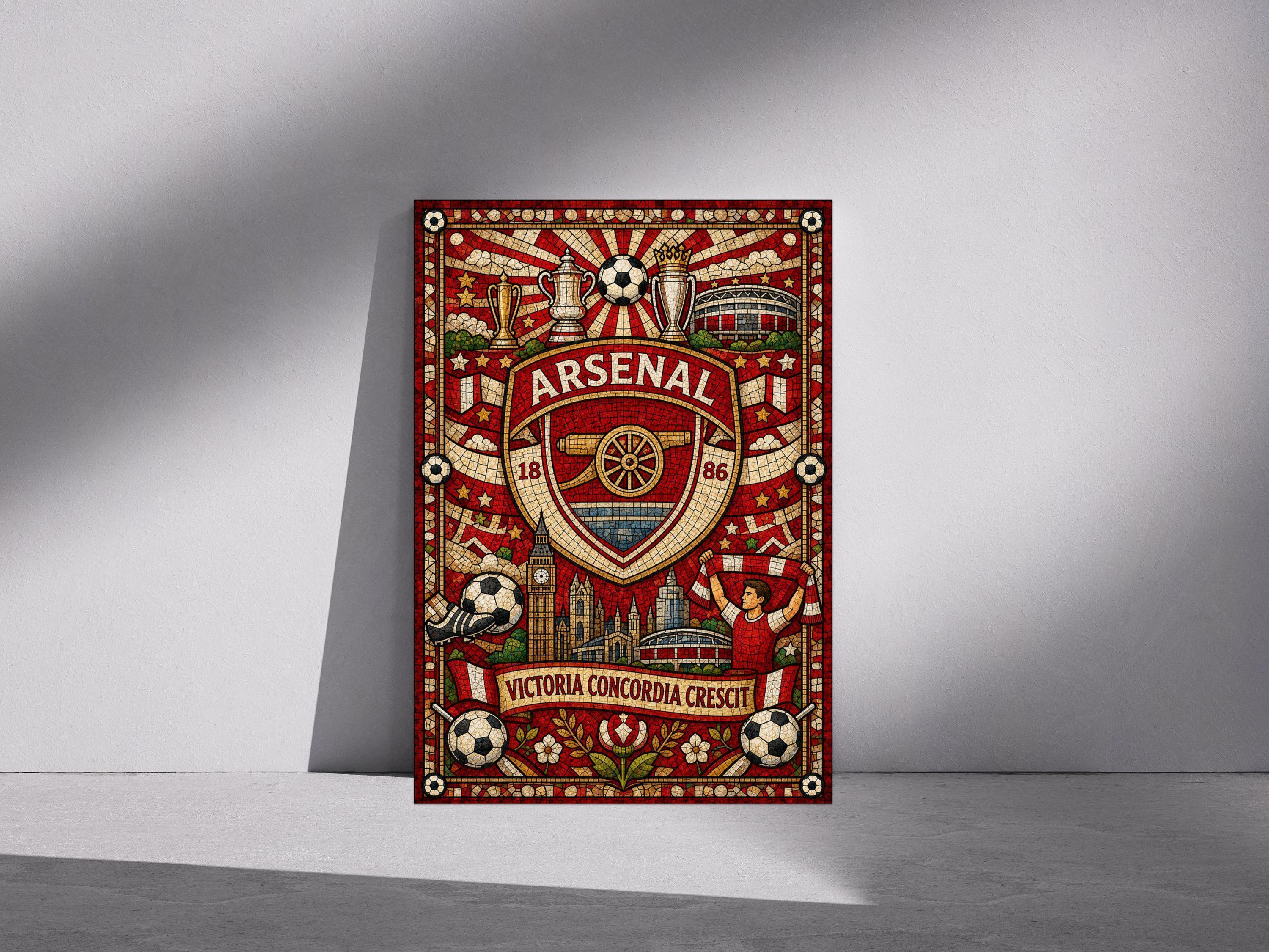 Arsenal FC Inspired Mosaic Style Print | Football Fan | Arsenal Gunners Artwork Fan Gift | A3/A4/A5 Poster Option | 176A