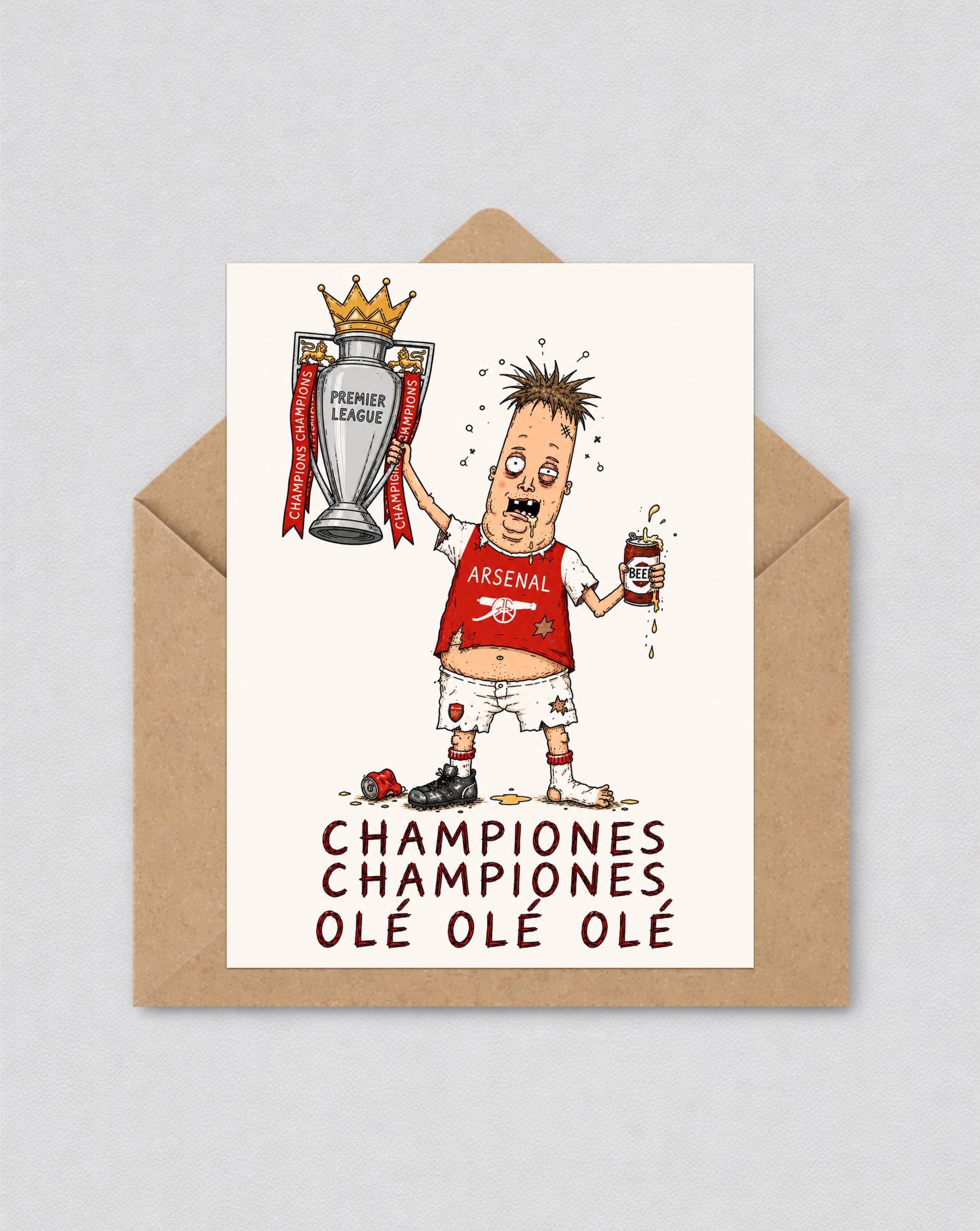 Funny Hand Drawn Arsenal Inspired Birthday | Champions 25/26 Premier League Card – Arsenal Gunners Fan Gift | 148