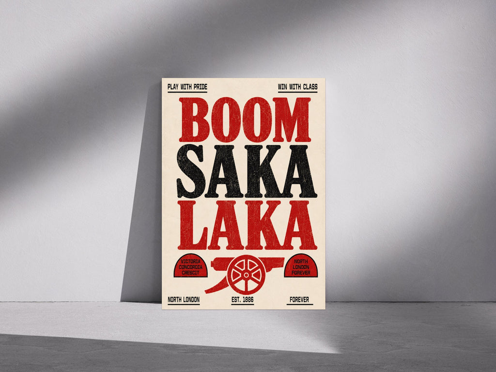 Boom Saka Laka Arsenal Print, Bukayo Saka Wall Art, Arsenal Poster, Football Fan Decor, North London Forever Artwork, Arsenal | 144A