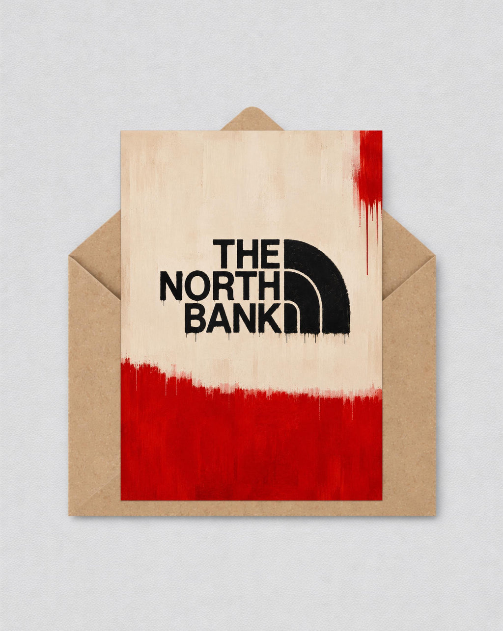 Arsenal Inspired 'The North Bank' Greeting Card, Arsenal Fan Gift, Football Art, Minimalist Red Black Card | 142