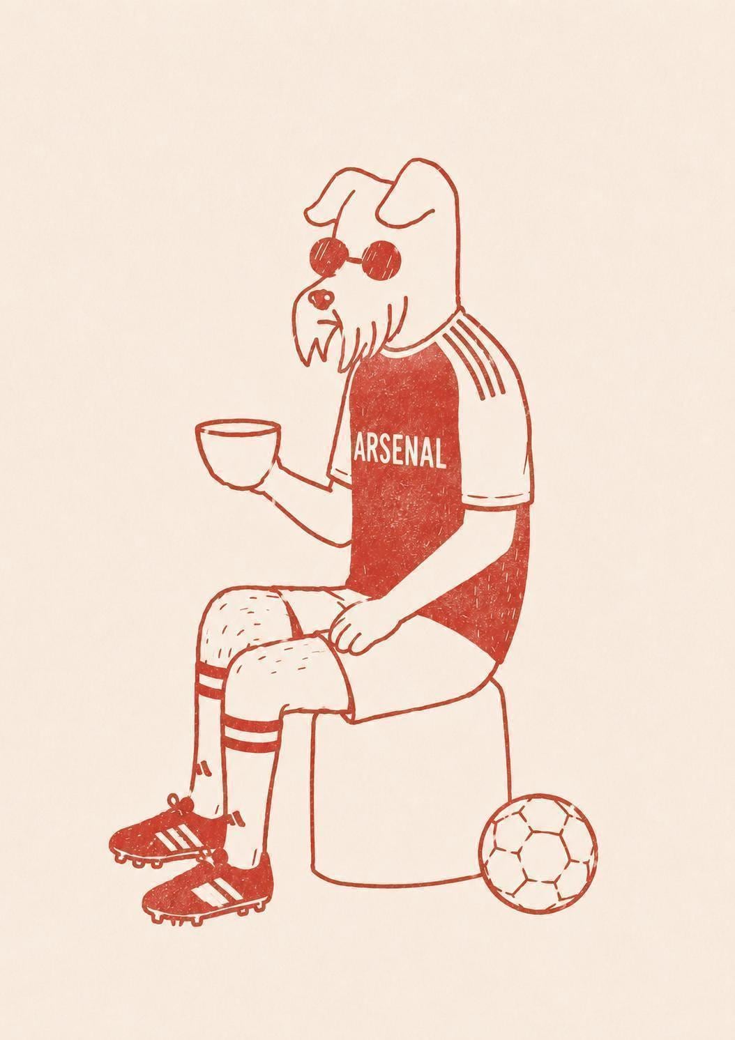 Arsenal Fan Card, Funny Arsenal Dog Artwork, Gunners, Football Supporter, Arsenal Greeting Card, Minimalist Football | 181