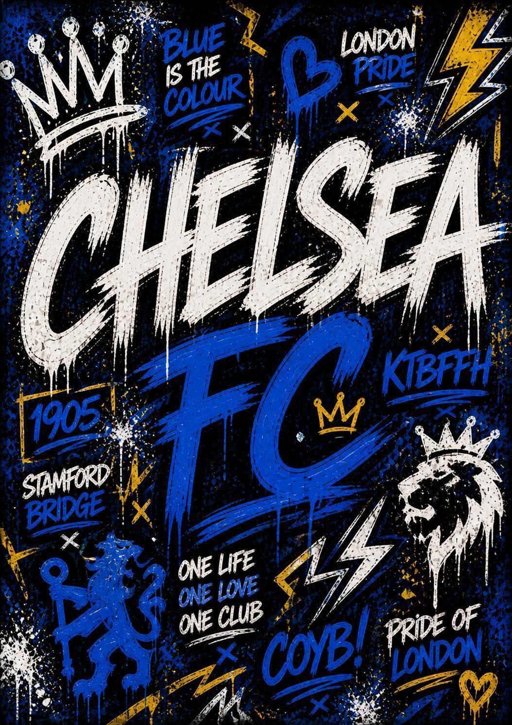 Chelsea FC Inspired Graffiti Art Birthday Card 7"x5" | Football Fan | 120