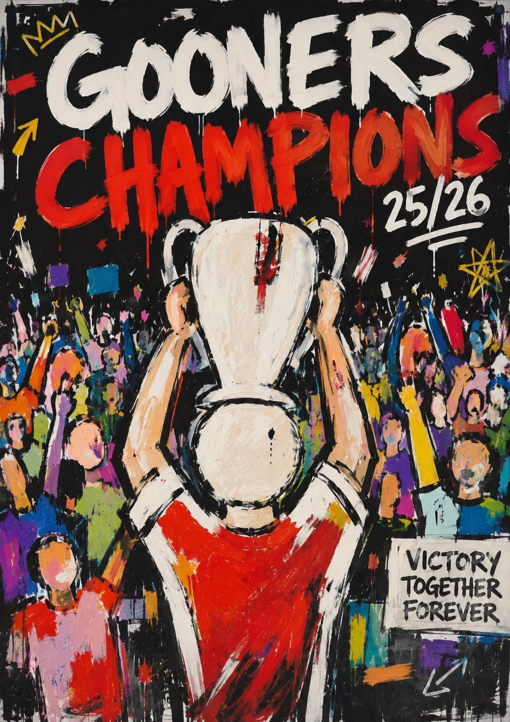 Gooners | Prem Champions 25/26 Abstract Style Card | Arsenal Fan Gift | Birthday Card Option | 136
