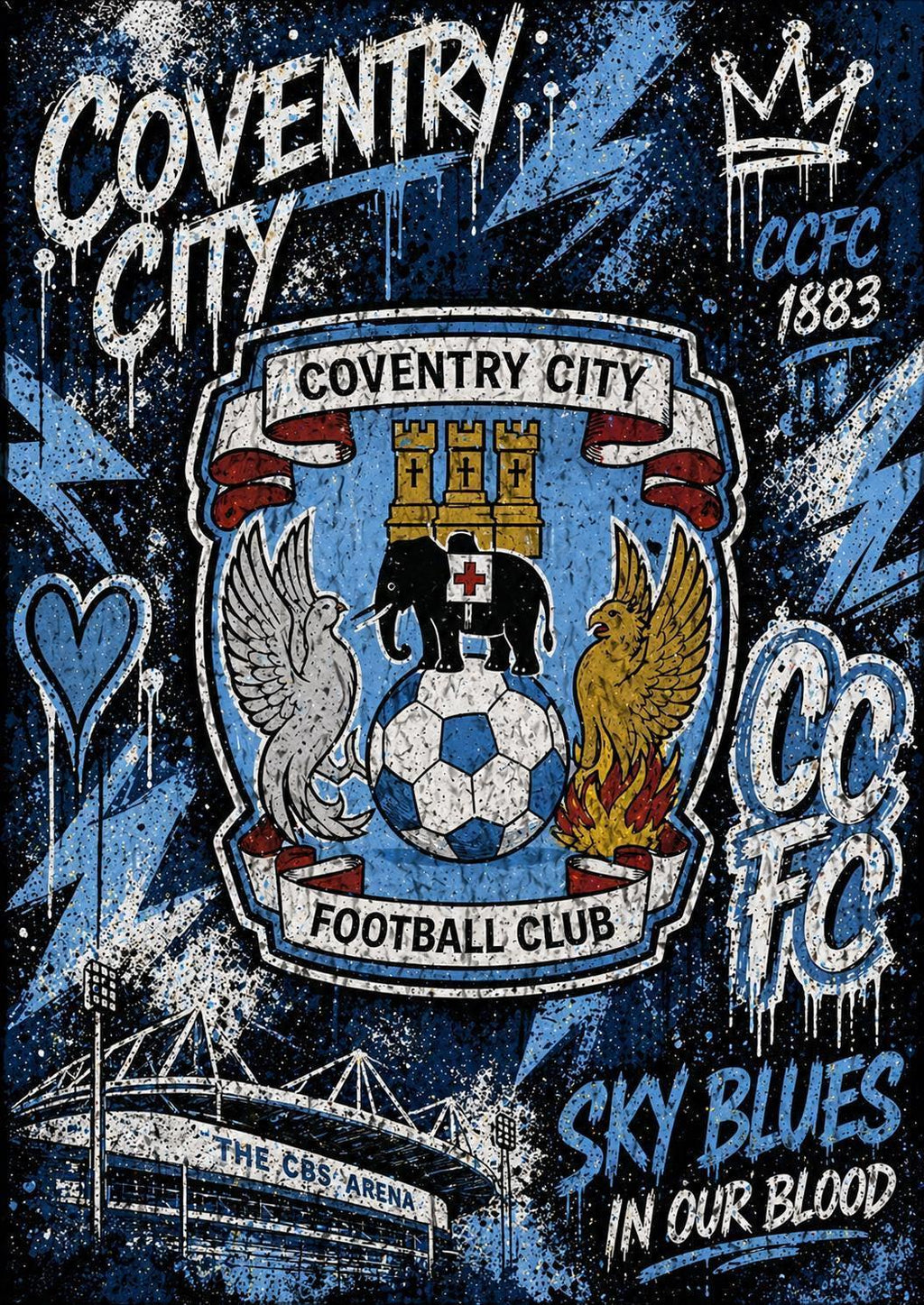 Coventry City Birthday Card, CCFC Fan Card, Sky Blues Football Birthday, CBS Arena Gift, Football Fan Card | 100