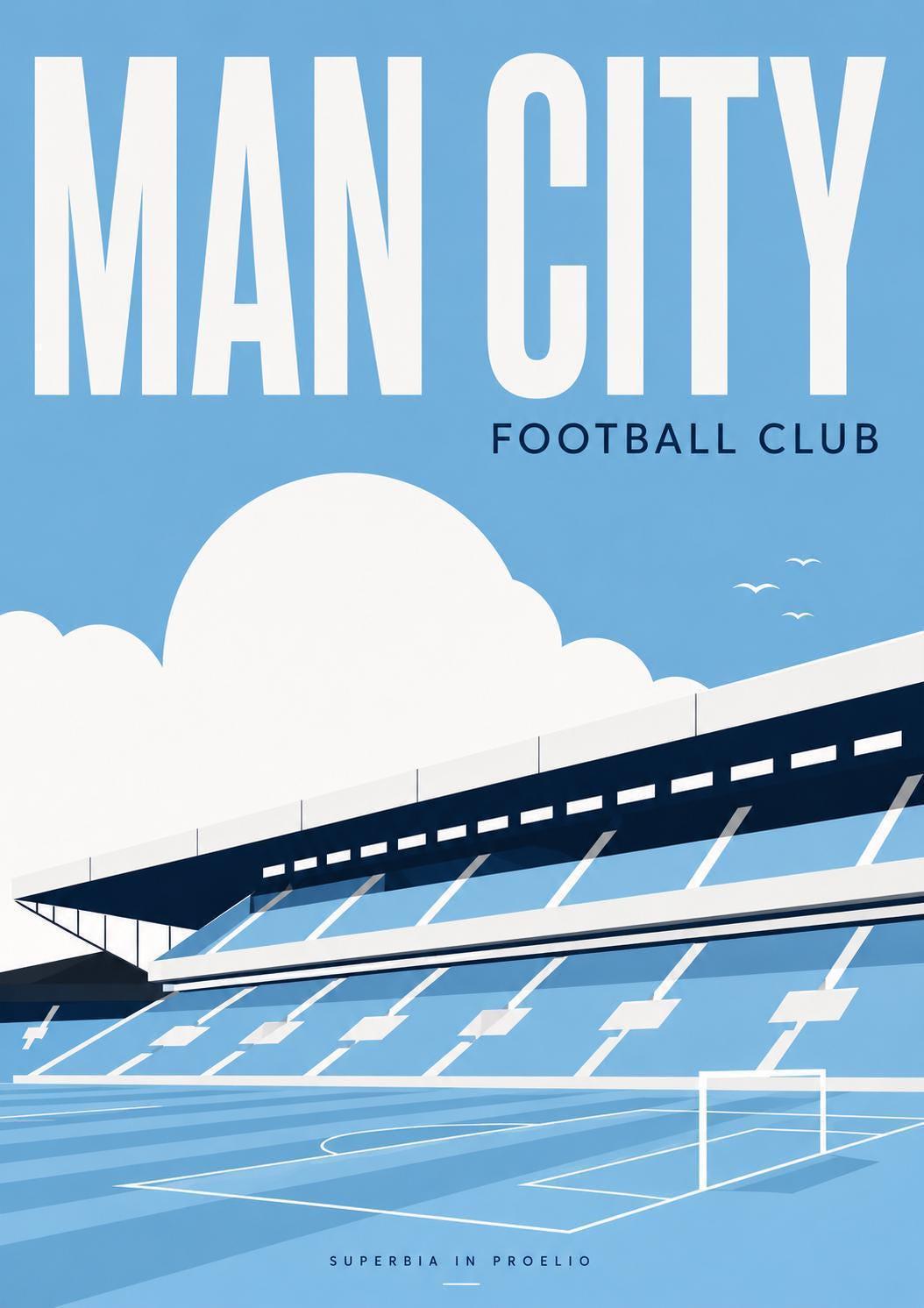 Manchester City Wall Art Print, Etihad Stadium Poster, Manchester City FC Artwork, City Fan Gift, Sky Blue Decor, Modern Stadium Print | 030