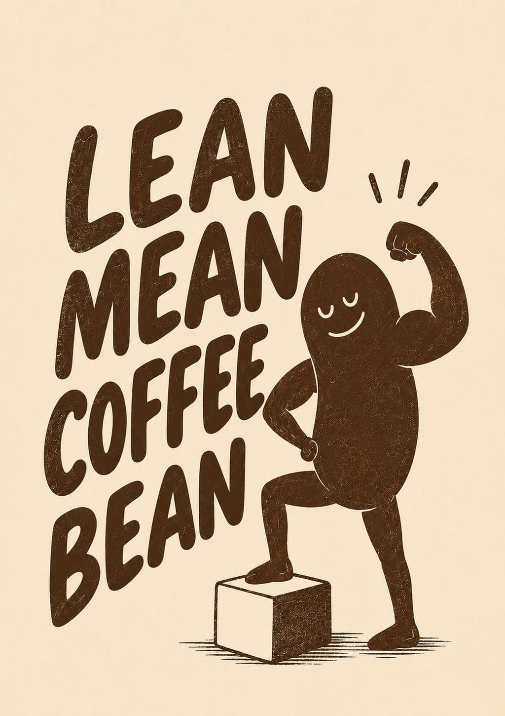 Lean Mean Coffee Bean Wall Art Print, Funny Coffee Poster, Coffee Lover Gift, Kitchen Decor, Caffeine Artwork, Barista Wall Art | 036