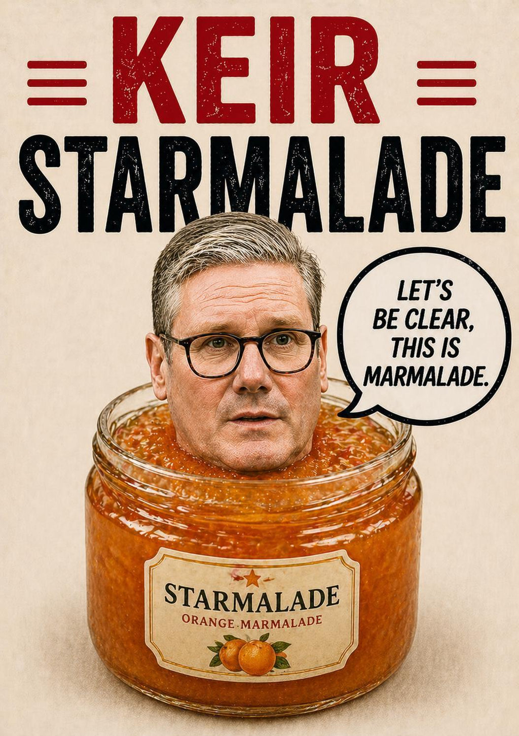 Keir Starmalade Card, Funny Politics Birthday Card, Marmalade Pun Card, Political Humour Gift | 090