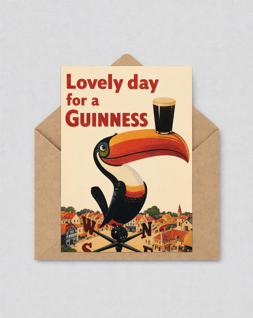 Guinness Toucan Greeting Card, Vintage Guinness Wall Art, Retro Beer Advert, Mid Century Style, Greeting Card | 156