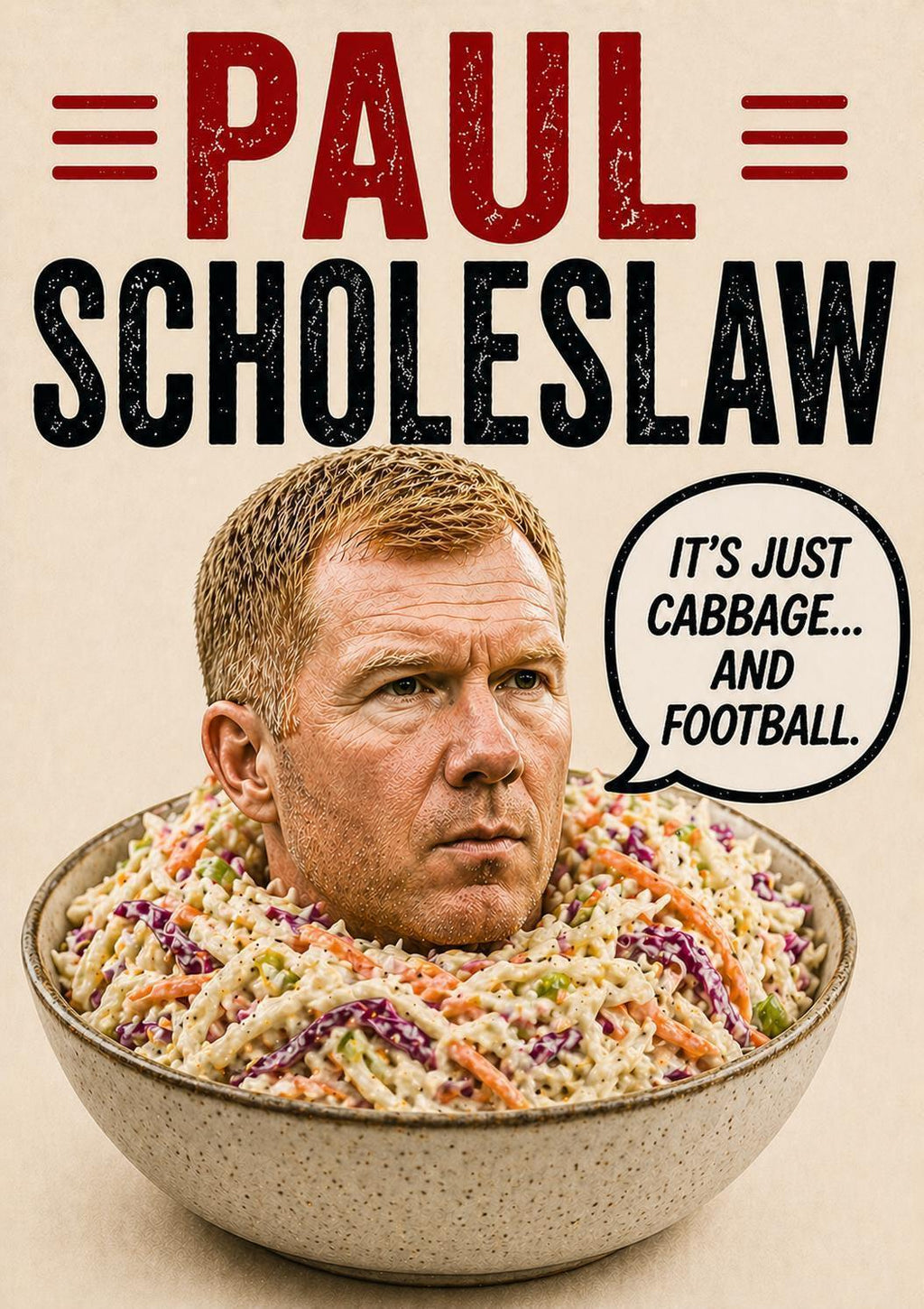 Paul Scholeslaw Card, Funny Man United Birthday Card, Paul Scholes Parody, Football Pun Card, MUFC Fan Gift | 089