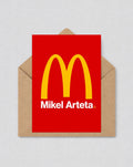 Mikel Arteta Inspired Fast Food Greeting Card, Football Wall Art Poster, Arsenal Fan Gift, Greeting Card | 152