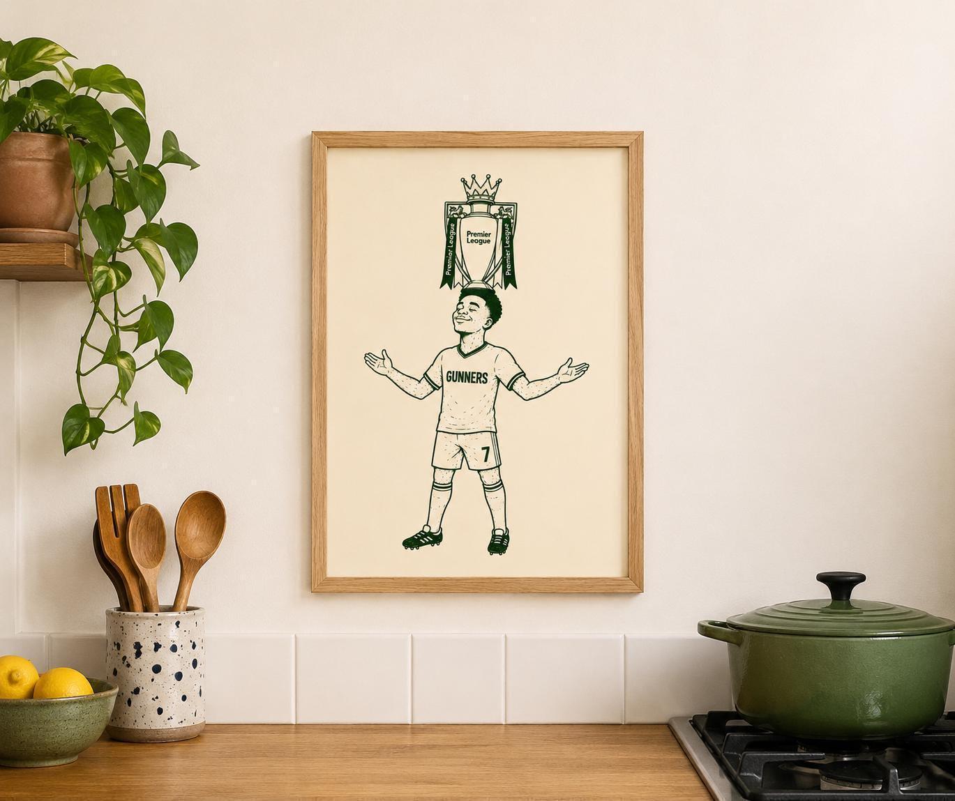 Saka Champions Wall Art Print, Gunners Fan Poster, Arsenal Inspired Football Artwork, Premier League Champion Print, Football Gift | 057