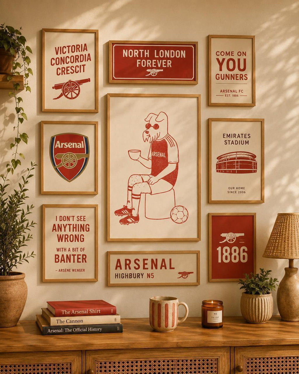 Arsenal Fan Wall Art Print, Funny Arsenal Dog Artwork, Gunners Gift, Football Decor, Arsenal, Minimalist Football Print | 181A